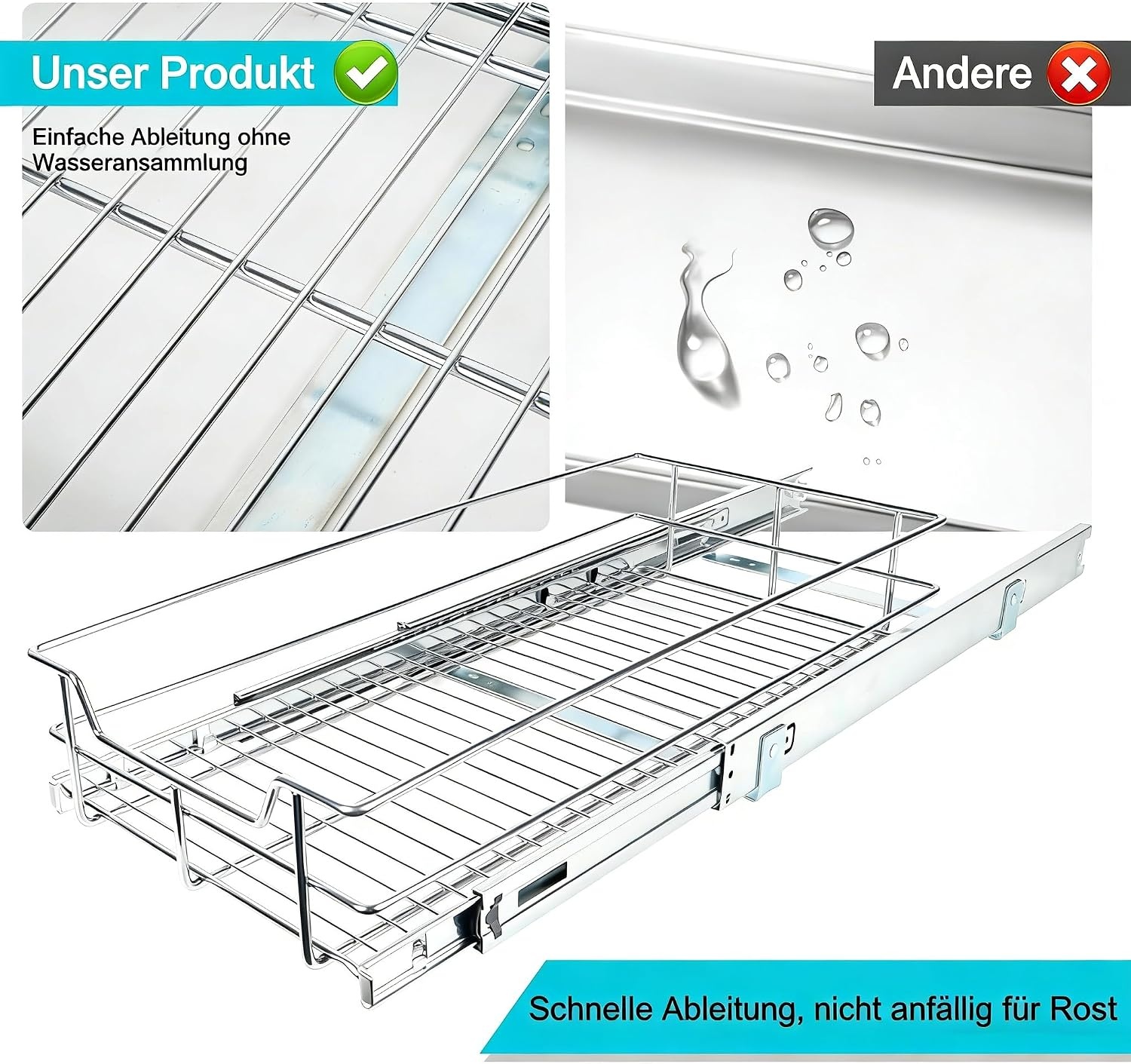 33% Korting: Uittrekbare Keukenlade Organizer | Verchroomd | 38x43 cm