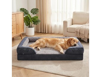 JOEJOY Extra groot orthopedisch hondenbed, extra groot, wasbaar kattenbed, hondenkussen met honingraatstructuur en afneembare waterdichte voering, schuimrubber, orthopedisch, grijs