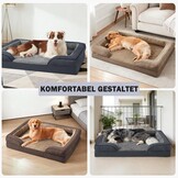 JOEJOY Extra groot orthopedisch hondenbed, extra groot, wasbaar kattenbed, hondenkussen met honingraatstructuur en afneembare waterdichte voering, schuimrubber, orthopedisch, grijs