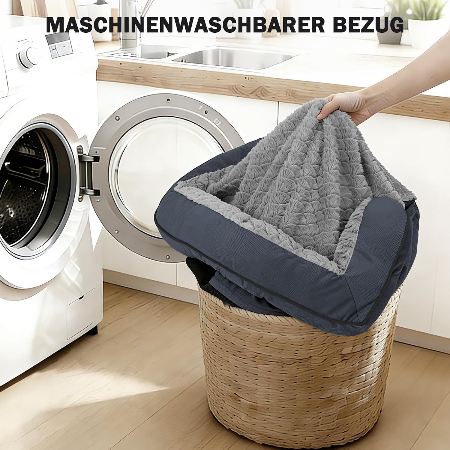 JOEJOY Extra groot orthopedisch hondenbed, extra groot, wasbaar kattenbed, hondenkussen met honingraatstructuur en afneembare waterdichte voering, schuimrubber, orthopedisch, grijs