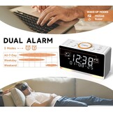 DAB+ & FM-wekkerradio met 40 voorkeurszenders, Bluetooth, sluimerfunctie, slaaptimer, instelbaar volume, dimmer, USB-poort en hoofdtelefoonaansluiting, wekker voor in de slaapkamer iTOMA 728