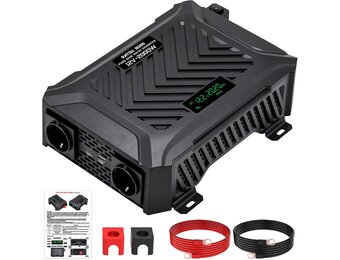 DATOUBOSS Omvormer 12v naar 230v Zuivere Sinus 2000W/4000W, Omvormer 12v naar 230v met 2 EU Stopcontacten, USB & Type-c-uitgang en LCD-Display, Voor Thuis, Campers, Vrachtwagens