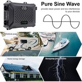 DATOUBOSS Omvormer 12v naar 230v Zuivere Sinus 2000W/4000W, Omvormer 12v naar 230v met 2 EU Stopcontacten, USB & Type-c-uitgang en LCD-Display, Voor Thuis, Campers, Vrachtwagens