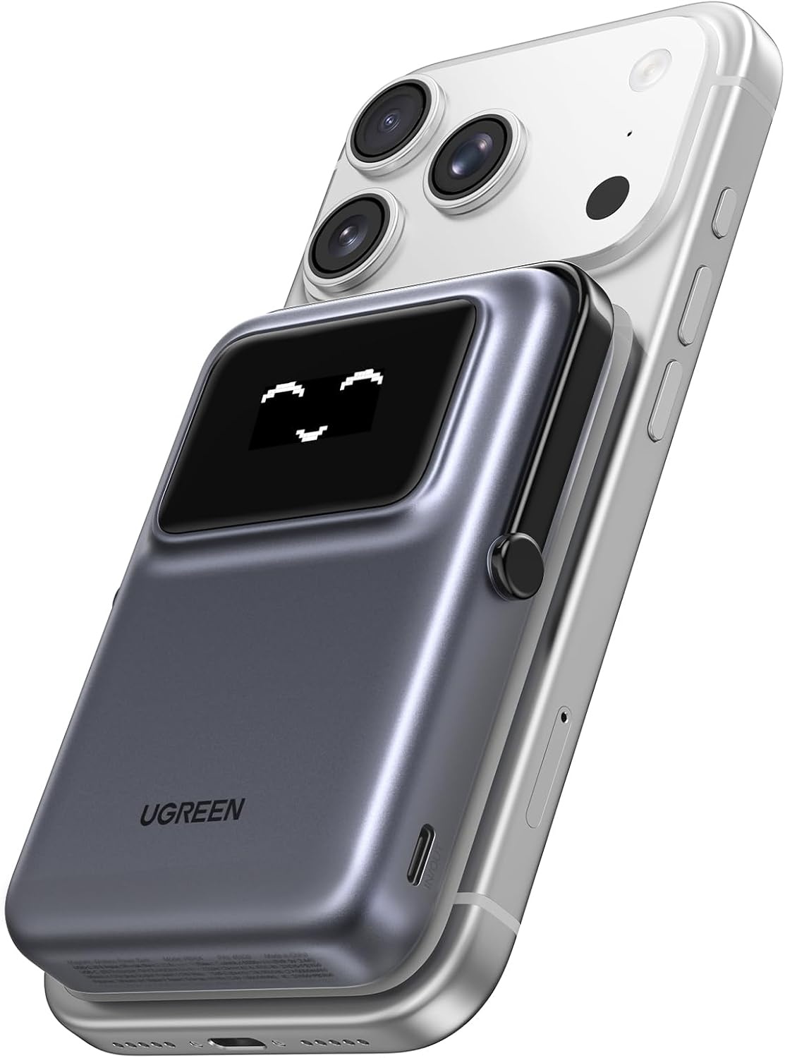 UGREEN Uno 10000mAh Magnetische Powerbank met USB-C snellaadfunctie draadloze power bank met standaard compatibel met iPhone 16 Pro Max/16 Pro/16/15 Pro Max/Pro/15/14 (Zwart)