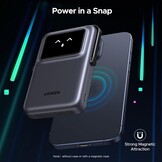 UGREEN Uno 10000mAh Magnetische Powerbank met USB-C snellaadfunctie draadloze power bank met standaard compatibel met iPhone 16 Pro Max/16 Pro/16/15 Pro Max/Pro/15/14 (Zwart)