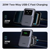UGREEN Uno 10000mAh Magnetische Powerbank met USB-C snellaadfunctie draadloze power bank met standaard compatibel met iPhone 16 Pro Max/16 Pro/16/15 Pro Max/Pro/15/14 (Zwart)