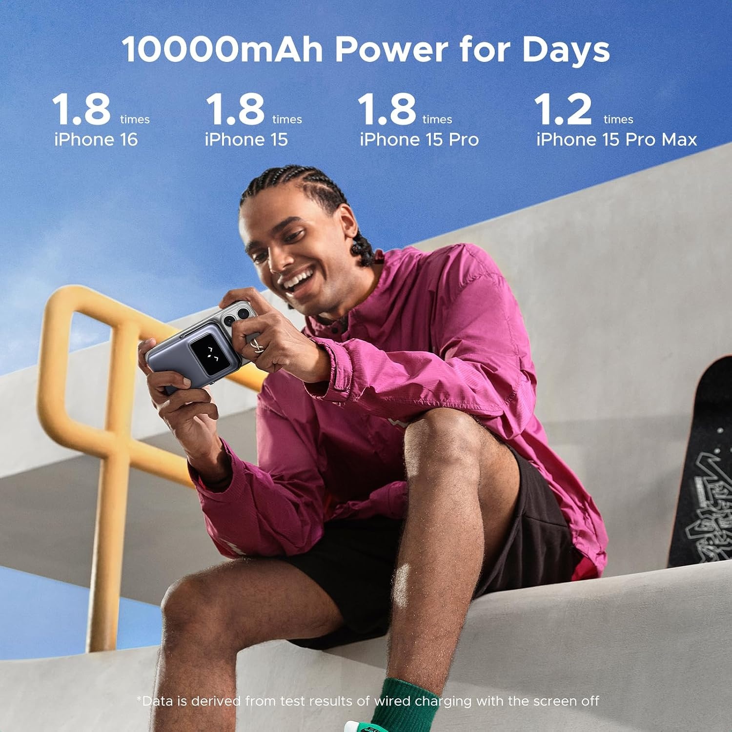 UGREEN Uno 10000mAh Magnetische Powerbank met USB-C snellaadfunctie draadloze power bank met standaard compatibel met iPhone 16 Pro Max/16 Pro/16/15 Pro Max/Pro/15/14 (Zwart)