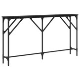 vidaXL Wandtafel Zwart eiken 140 x 23 x 75 cm Gelaagd hout en metaal