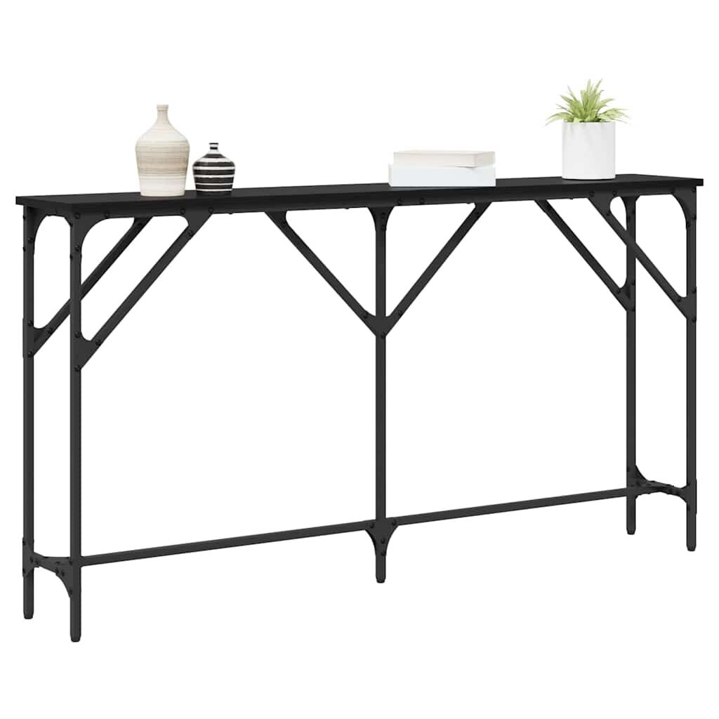 vidaXL Wandtafel Zwart eiken 140 x 23 x 75 cm Gelaagd hout en metaal