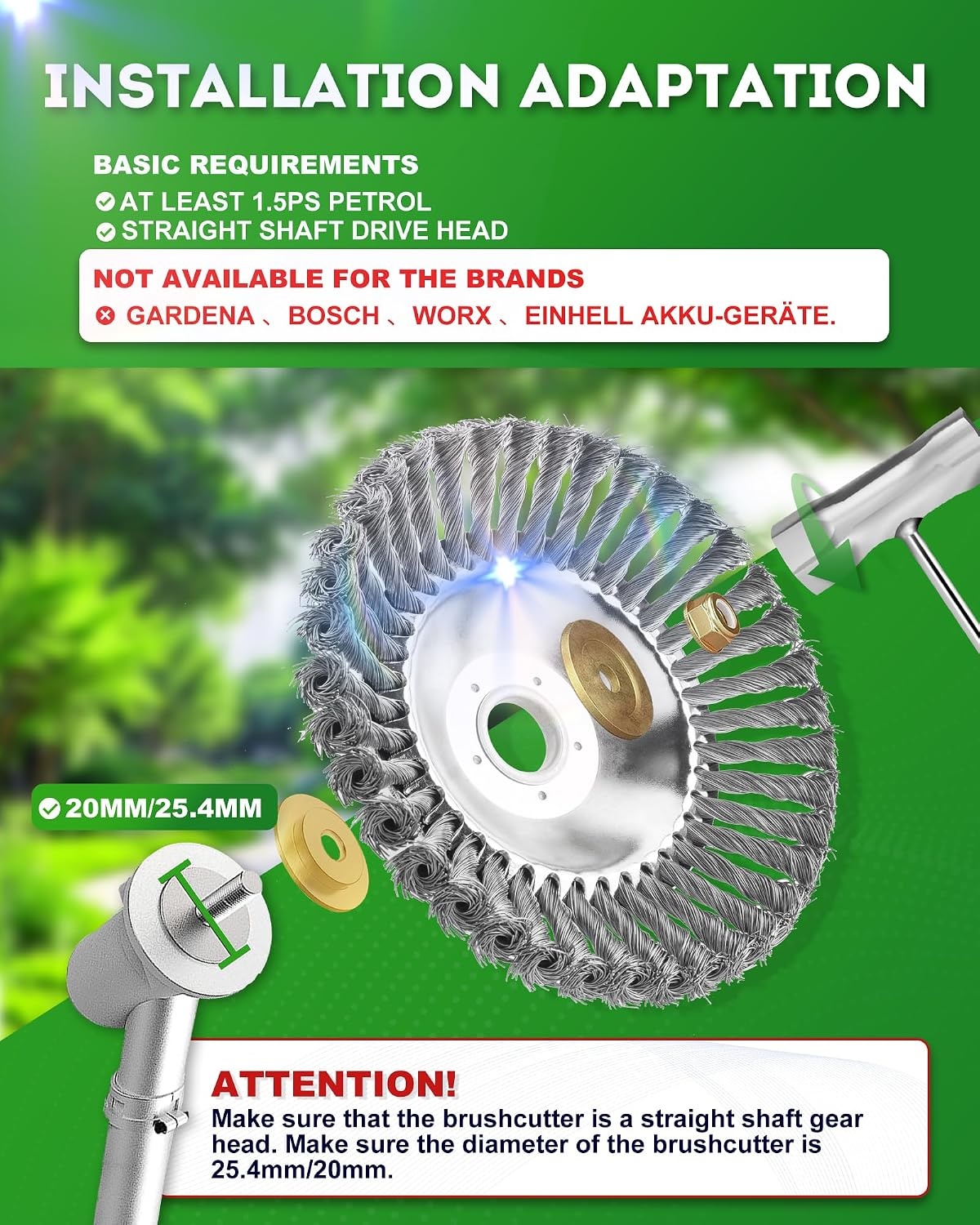 Strimmer Head,Wire Grass Trimmer Cutter Head,Universal Strimmer Wire Brush Head,Strimmer Attachments,for Garden Lawn Overgrown Area,Sturdy and Durable 8 Inch