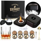 Elektrische whisky smokerset met 4 houten chips, whiskyglazen & ijsbalvorm, oplaadbare cocktail smokerkit, drankrook-r cadeau voor vader, cocktailliefhebbers