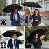 Vicloon Automatische paraplu winddicht, compact reizen opvouwbare paraplu's, UV-geblokkeerde paraplu's, draagbare paraplu's compact opvouwbaar lichtgewicht ontwerp en hoge windweerstand, Elegant zwart
