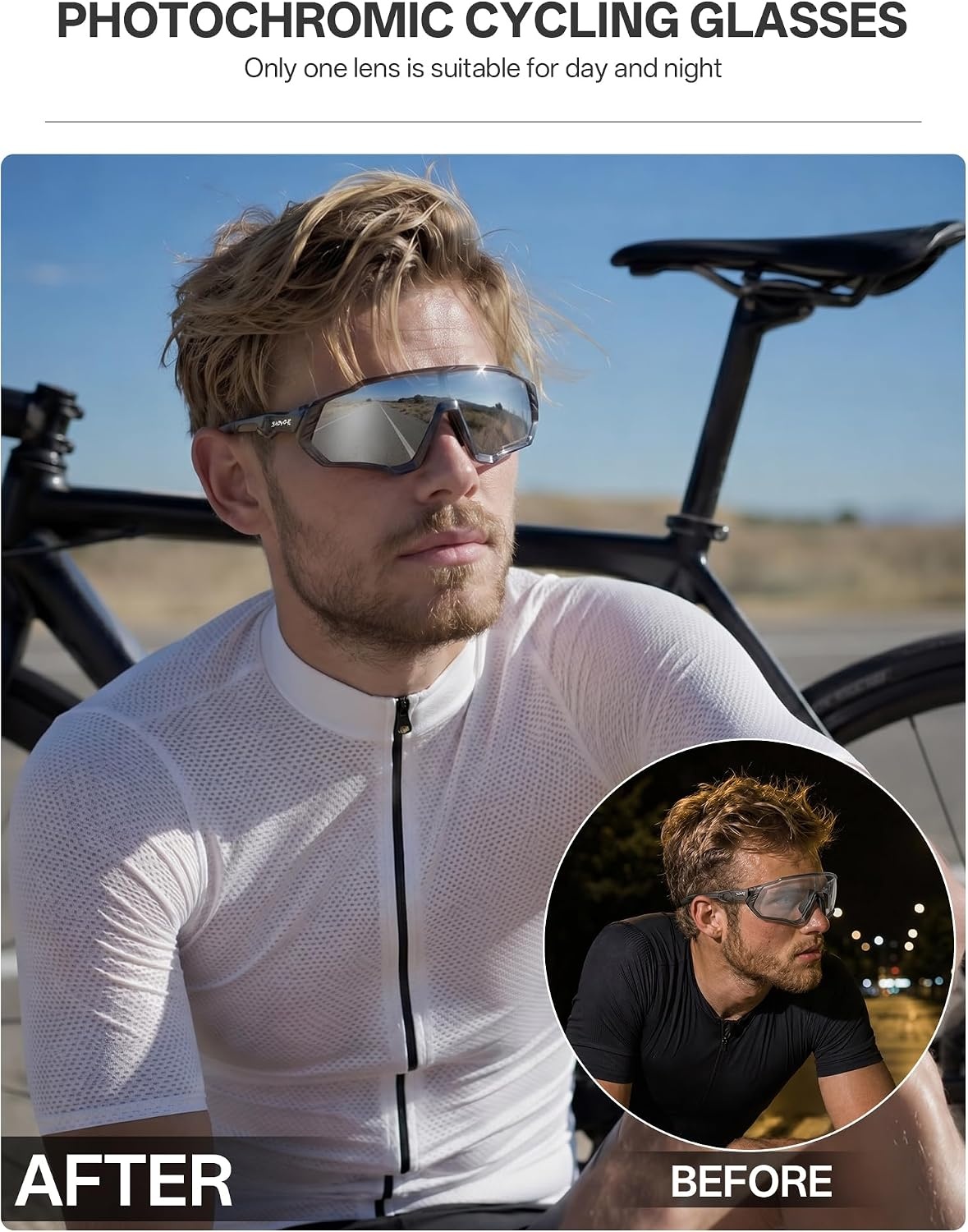 Fotochromatische Fietsbril - UV400 Bescherming - Heren & Dames