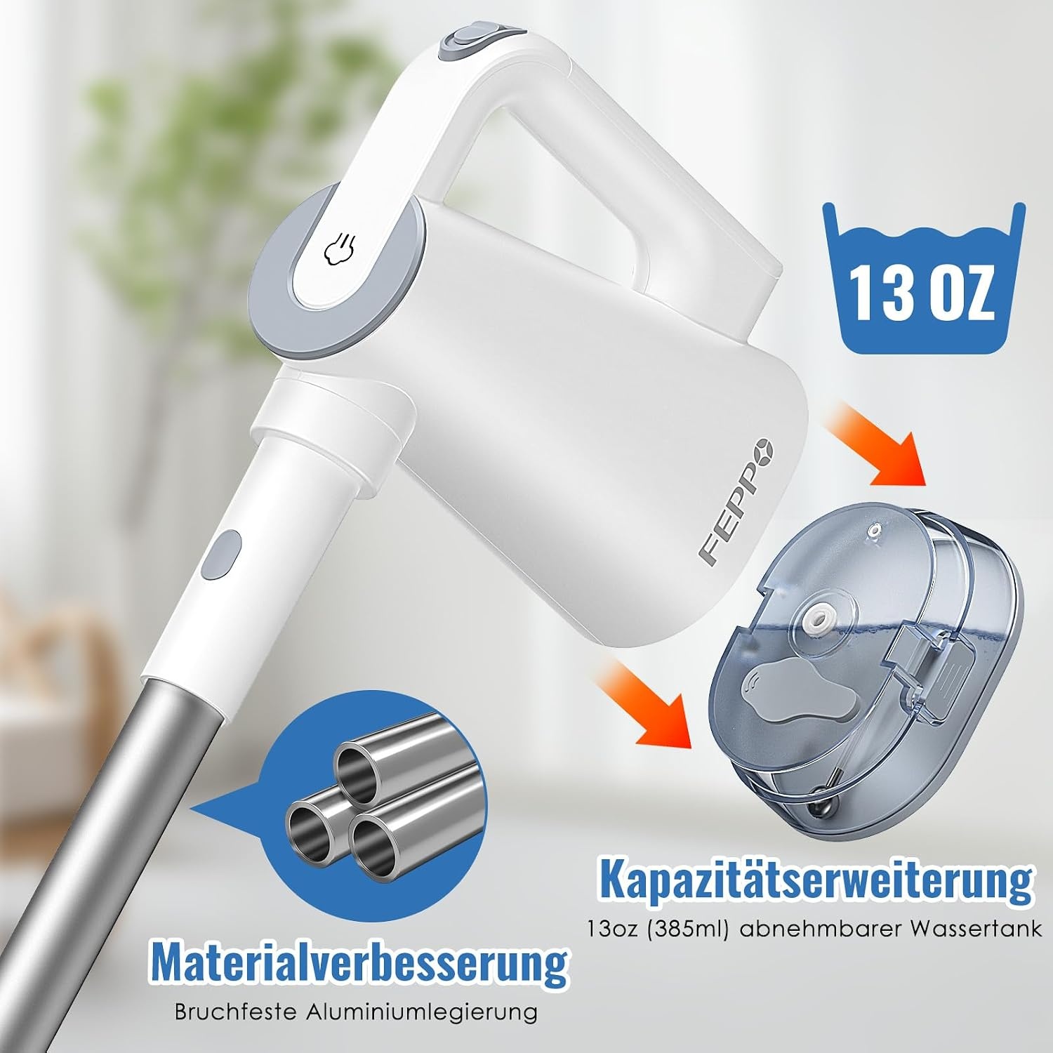 2-in-1 Stoomreiniger & Stoommop, 10-in-1, 1300W, Wit - 61% Korting