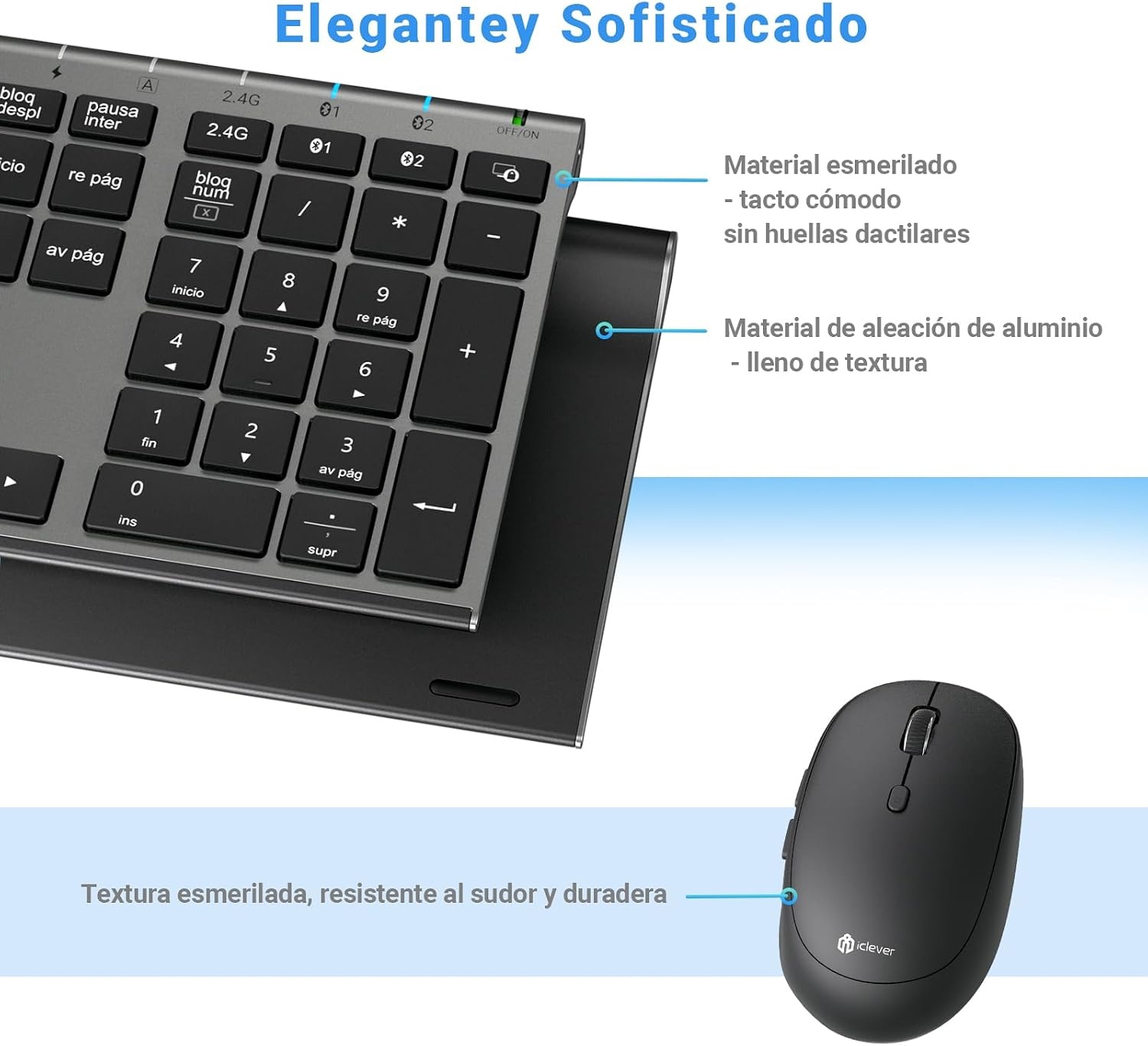 Draadloos Toetsenbord & Muis Set QWERTY DK03 Grijs - 57% Korting