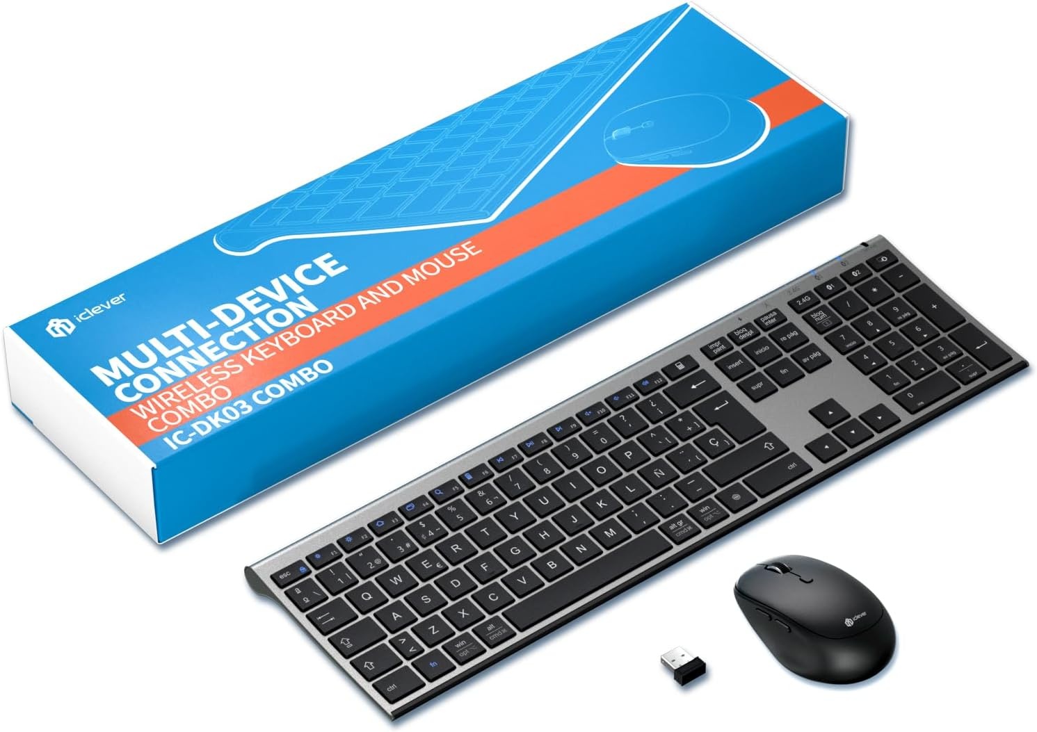 Draadloos Toetsenbord & Muis Set QWERTY DK03 Grijs - 57% Korting