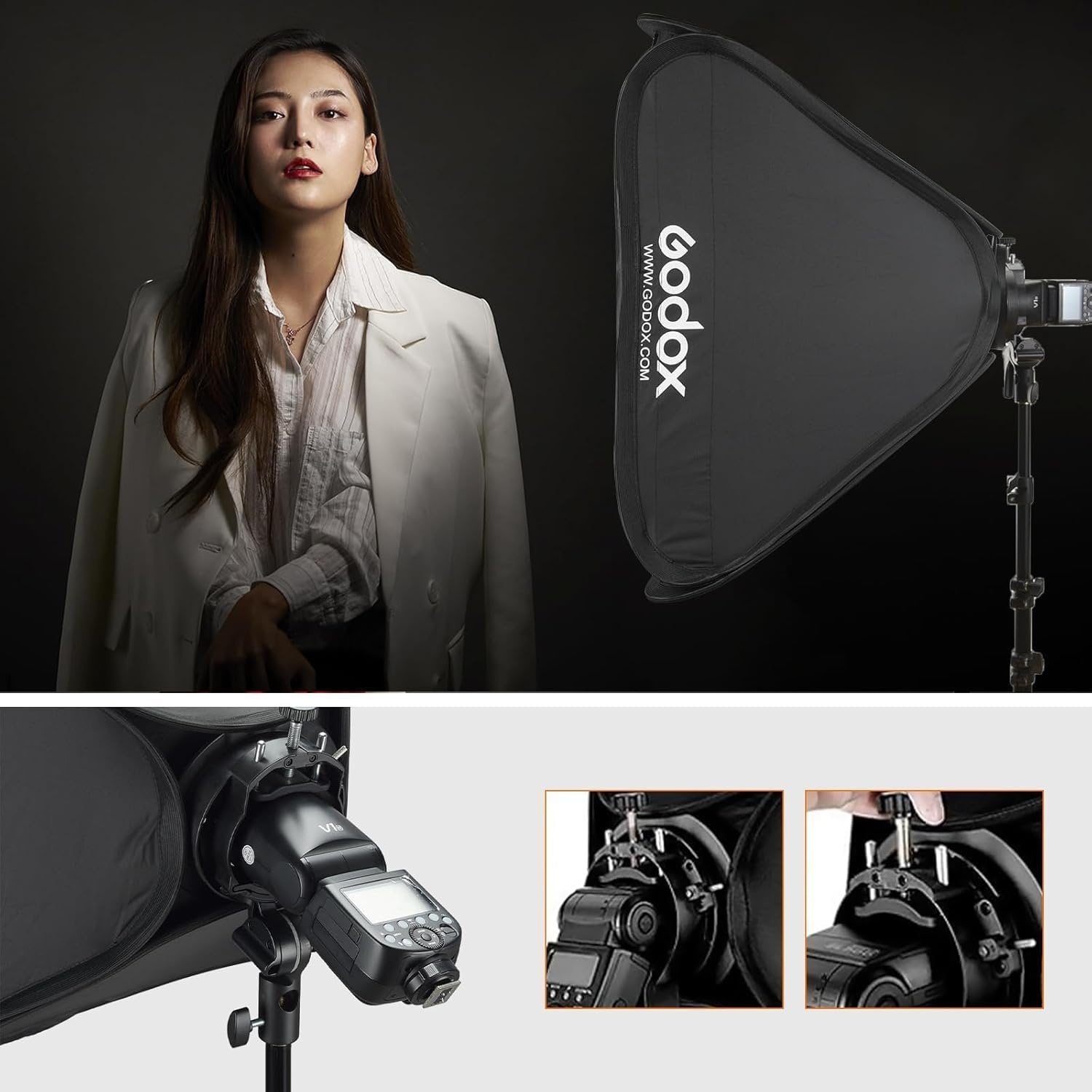 Opvouwbare Softbox 60x60cm met Grid & S2 Bracket: 34% Korting