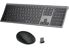 Draadloos QWERTY Toetsenbord & Muis Set, Grijs | 36% Korting
