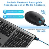 Draadloos Toetsenbord & Muis Set QWERTY Grijs | Bluetooth 2.4 GHz | Multi-apparaat Oplaadbaar