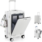 Handbagagekoffer 20" Wit | PC Harde Schaal, Aluminium Frame, TSA-slot, USB-C