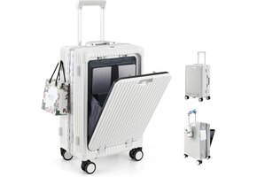 Handbagagekoffer 20 inch Wit met Aluminium Frame & TSA-slot | 41% Korting
