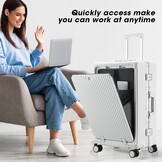 Handbagagekoffer 20" Wit | PC Harde Schaal, Aluminium Frame, TSA-slot, USB-C