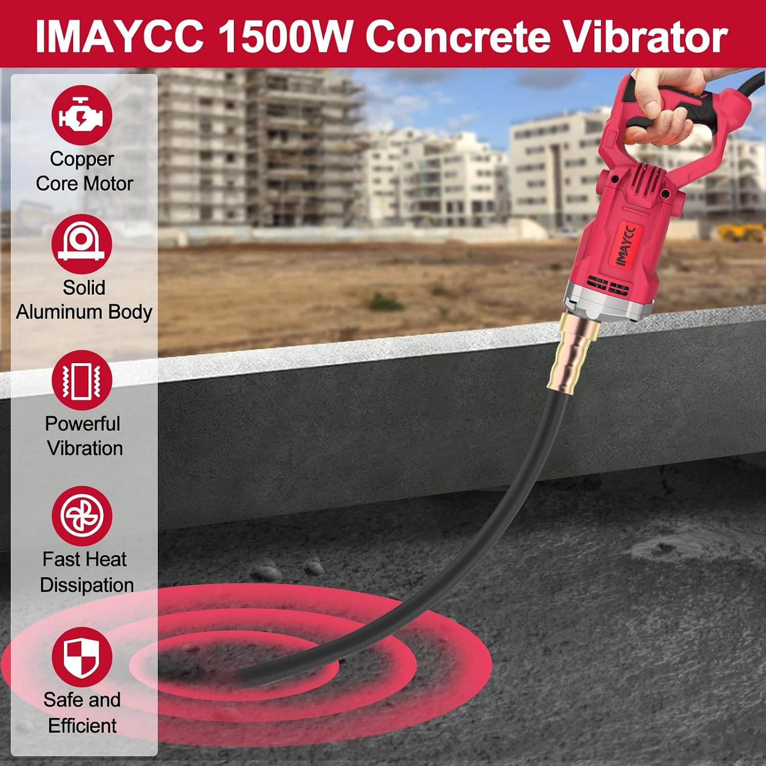 Beton vibrator elektrisch 1500W - 2m staaf - 34% korting