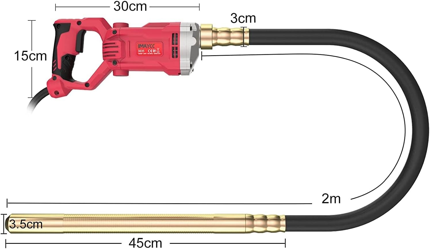 Beton vibrator elektrisch 1500W - 2m staaf - 34% korting
