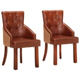 vidaXL Eetkamerstoelen (2 st) - Bruin Echt Geitenleer - 41% Korting