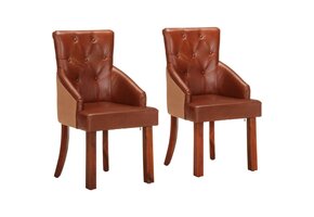 vidaXL Eetkamerstoelen (2 st) - Bruin Echt Geitenleer - 41% Korting