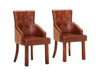 vidaXL Eetkamerstoelen (2 st) - Bruin Echt Geitenleer - 41% Korting