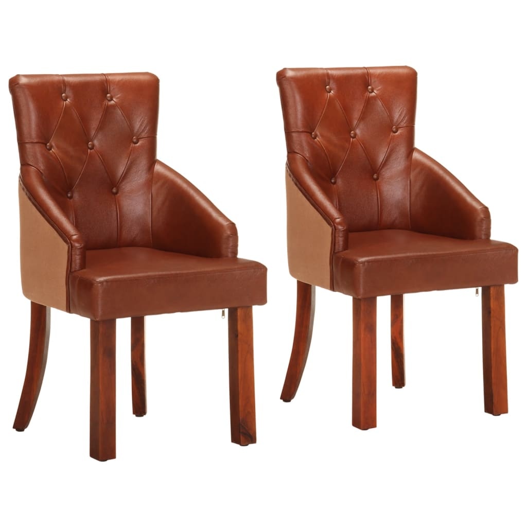 vidaXL Eetkamerstoelen (2 st) - Bruin Echt Geitenleer - 41% Korting