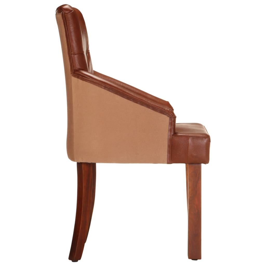 vidaXL Eetkamerstoelen (2 st) - Bruin Echt Geitenleer - 41% Korting