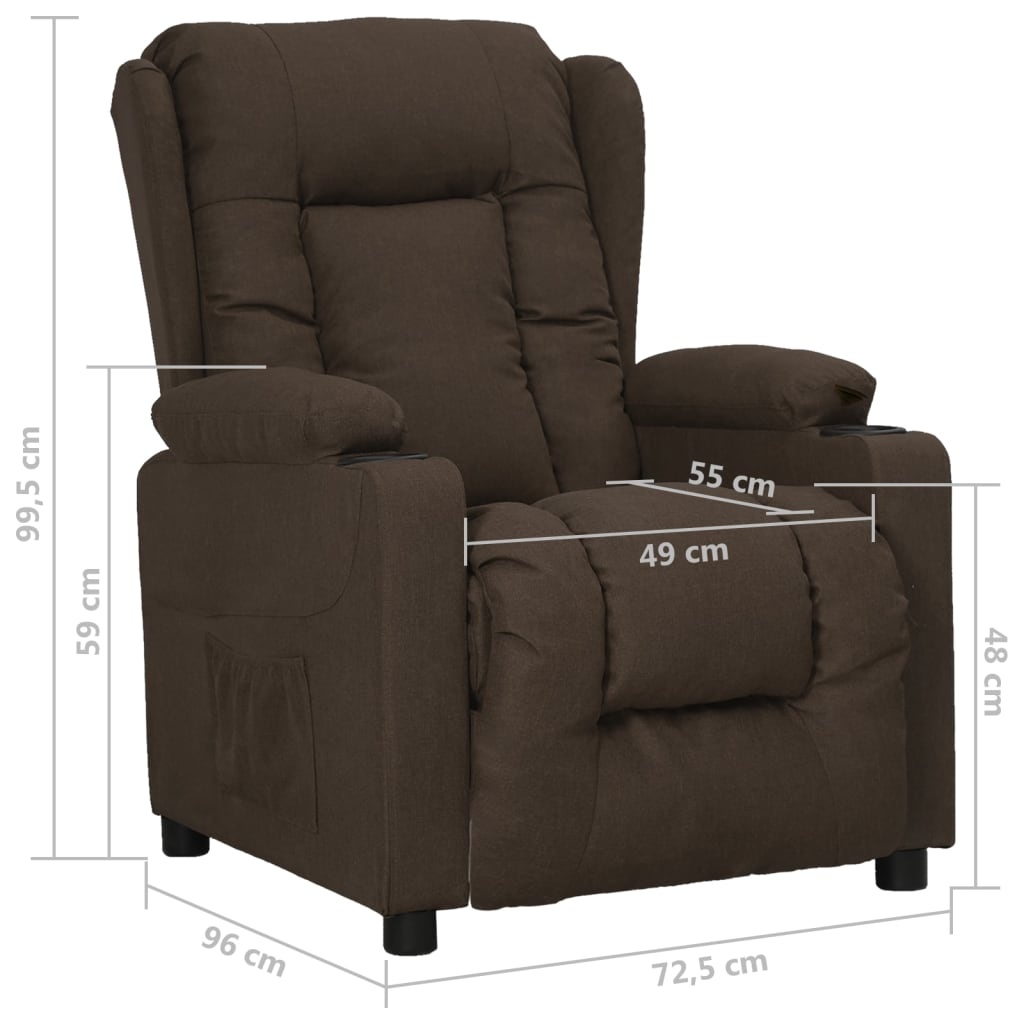 vidaXL Fauteuil verstelbaar stof donkerbruin