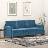 vidaXL Driezitsbank 180 cm fluweel blauw