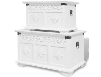 vidaXL Opbergkisten set wit 2 st
