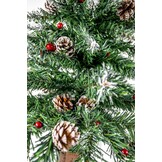 Kunstkerstboom 220 cm met houten stam, besneeuwde takken & 60% korting