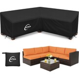 Kipiea V-Shaped Garden Furniture Covers Waterproof, Outdoor Protective Cover for Corner Sofa Windproof, 420D Oxford Fabric Garden Furniture Cover Lounge Set Cover V Shape, Anti-UV, No Cracks (226x226x85x78/61cm) - Maat 226x226x85x78cm