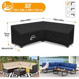 Kipiea V-Shaped Garden Furniture Covers Waterproof, Outdoor Protective Cover for Corner Sofa Windproof, 420D Oxford Fabric Garden Furniture Cover Lounge Set Cover V Shape, Anti-UV, No Cracks (226x226x85x78/61cm) - Maat 226x226x85x78cm