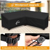 Kipiea V-Shaped Garden Furniture Covers Waterproof, Outdoor Protective Cover for Corner Sofa Windproof, 420D Oxford Fabric Garden Furniture Cover Lounge Set Cover V Shape, Anti-UV, No Cracks (226x226x85x78/61cm) - Maat 226x226x85x78cm
