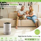 Luchtreiniger voor mensen met allergieën, lufutreiniger 3 snelheden, 25 dB HEPA-luchtfilter tegen schimmel, stof en dierenharen, 305 m³/h, CADR voor slaapkamer tot 120 m², luchtkwaliteitsweergave