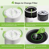 Luchtreiniger voor mensen met allergieën, lufutreiniger 3 snelheden, 25 dB HEPA-luchtfilter tegen schimmel, stof en dierenharen, 305 m³/h, CADR voor slaapkamer tot 120 m², luchtkwaliteitsweergave