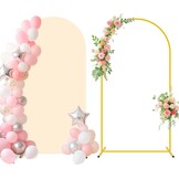 FUHSY Beige boog-backdrop standaard met coverset 2,2 m dubbelzijdige bruiloft boog afdekking backdrop afdekking voor bruiloft party decoratie