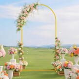 FUHSY Beige boog-backdrop standaard met coverset 2,2 m dubbelzijdige bruiloft boog afdekking backdrop afdekking voor bruiloft party decoratie