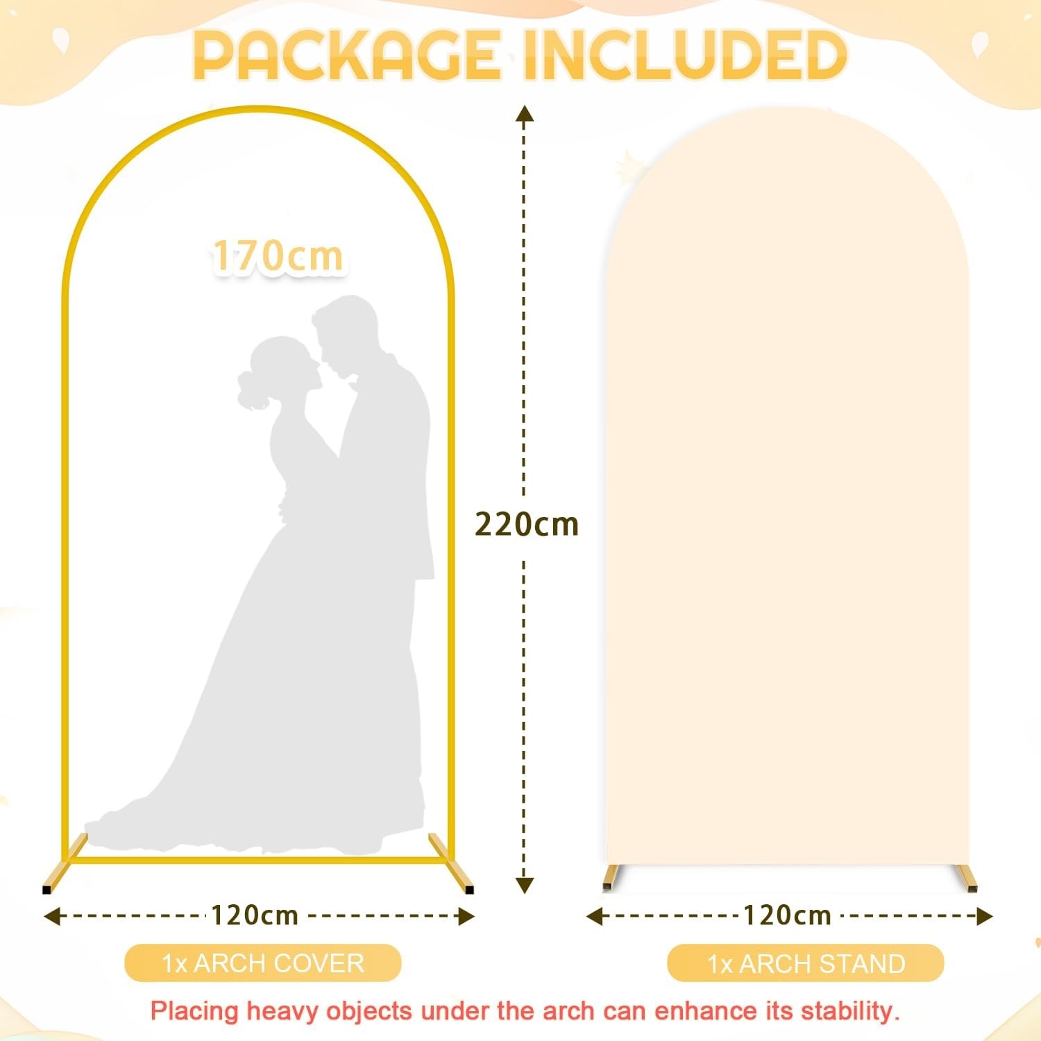 FUHSY Beige boog-backdrop standaard met coverset 2,2 m dubbelzijdige bruiloft boog afdekking backdrop afdekking voor bruiloft party decoratie