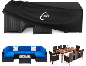 Kipiea Tuinmeubelhoes Waterdichte, Rechthoekig Buitenmeubelhoezen Winddicht, 420D Oxford-weefsel Buiten Tuintafelafdekking, Terrastafels en stoelen hoezen Anti-UV, Scheurbestendig- 242x162x100cm - Maat 242 x 162 x 100cm