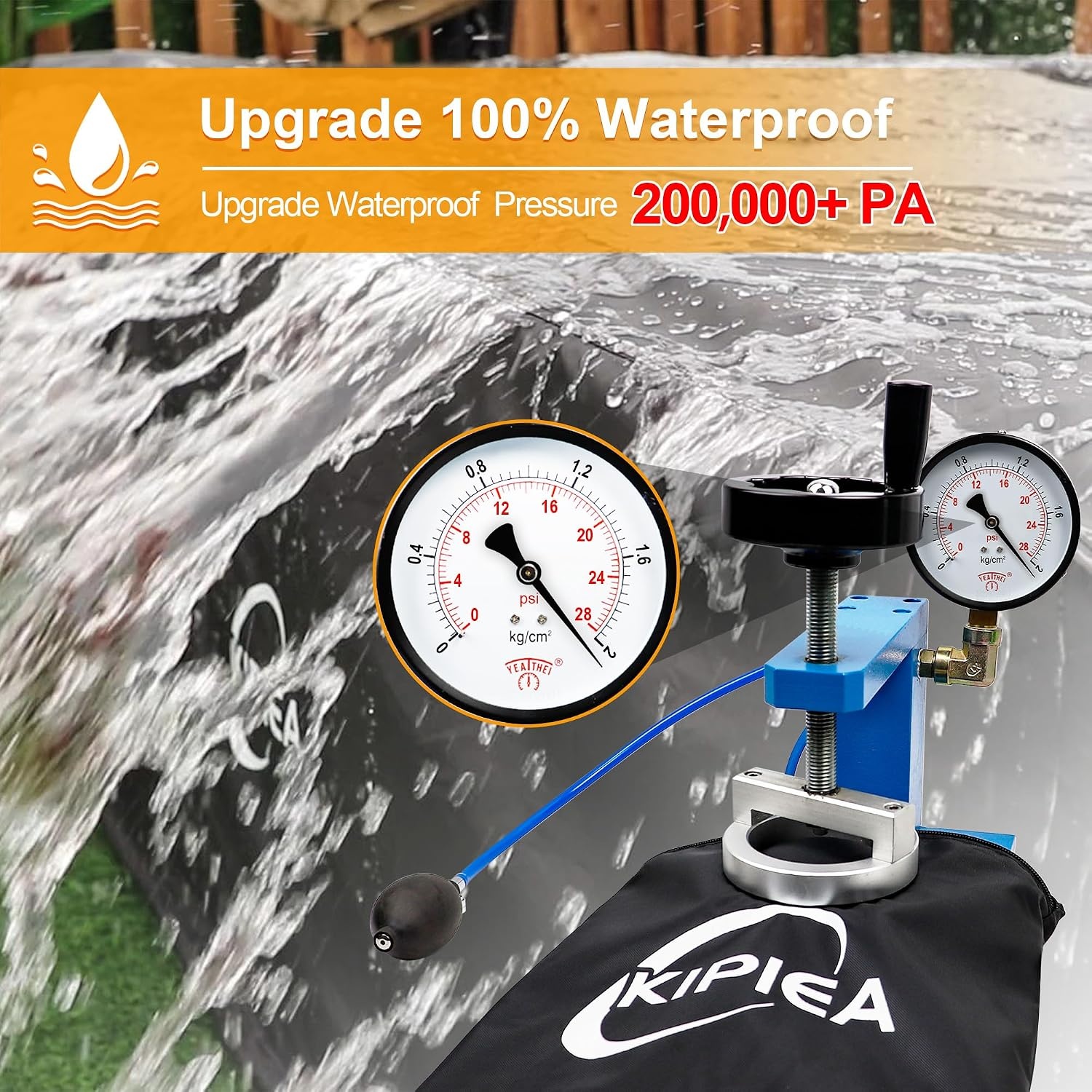Kipiea Tuinmeubelhoes Waterdichte, Rechthoekig Buitenmeubelhoezen Winddicht, 420D Oxford-weefsel Buiten Tuintafelafdekking, Terrastafels en stoelen hoezen Anti-UV, Scheurbestendig- 242x162x100cm - Maat 242 x 162 x 100cm
