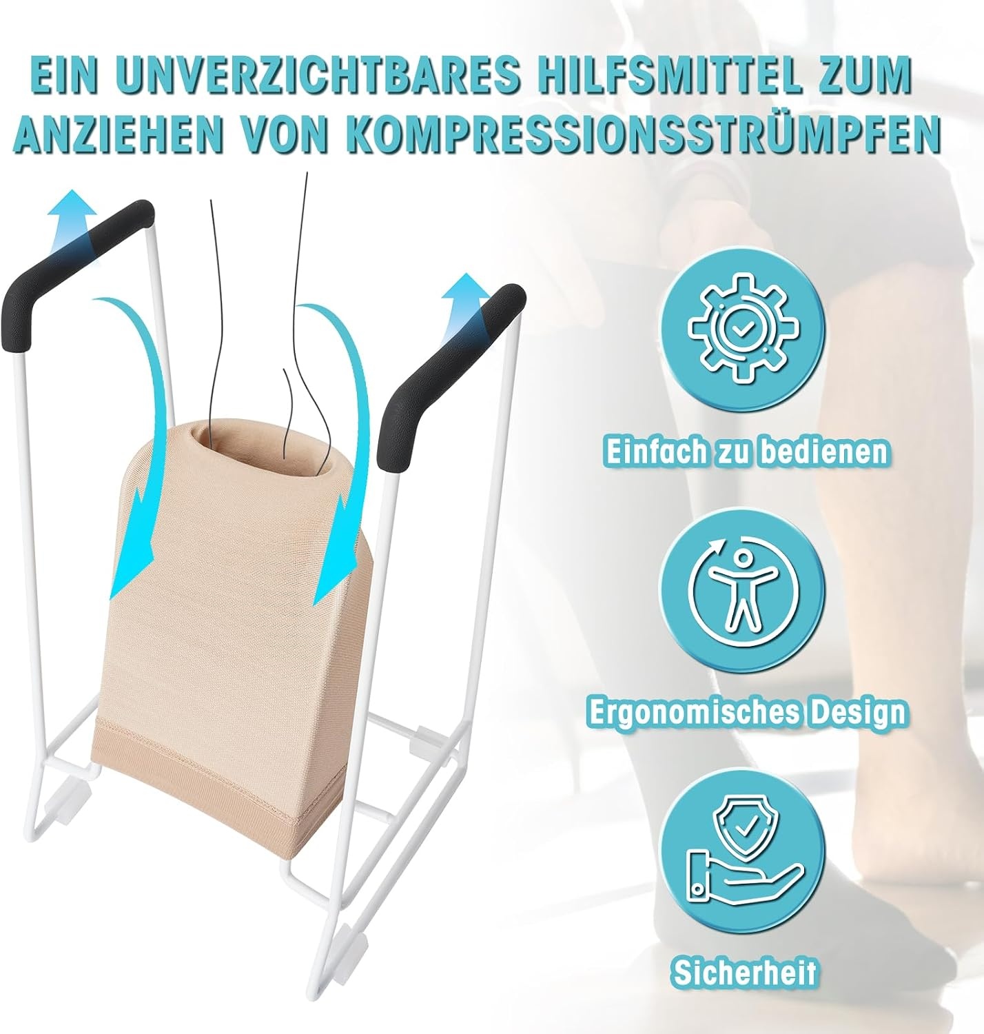 Grote Sokkenaantrekhulp voor Dikke kuiten (46-50cm) met 33% Korting