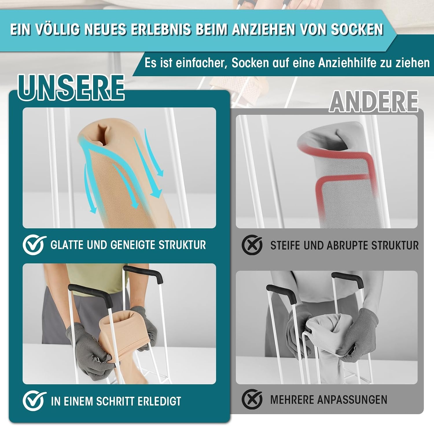 Grote Sokkenaantrekhulp voor Dikke kuiten (46-50cm) met 33% Korting