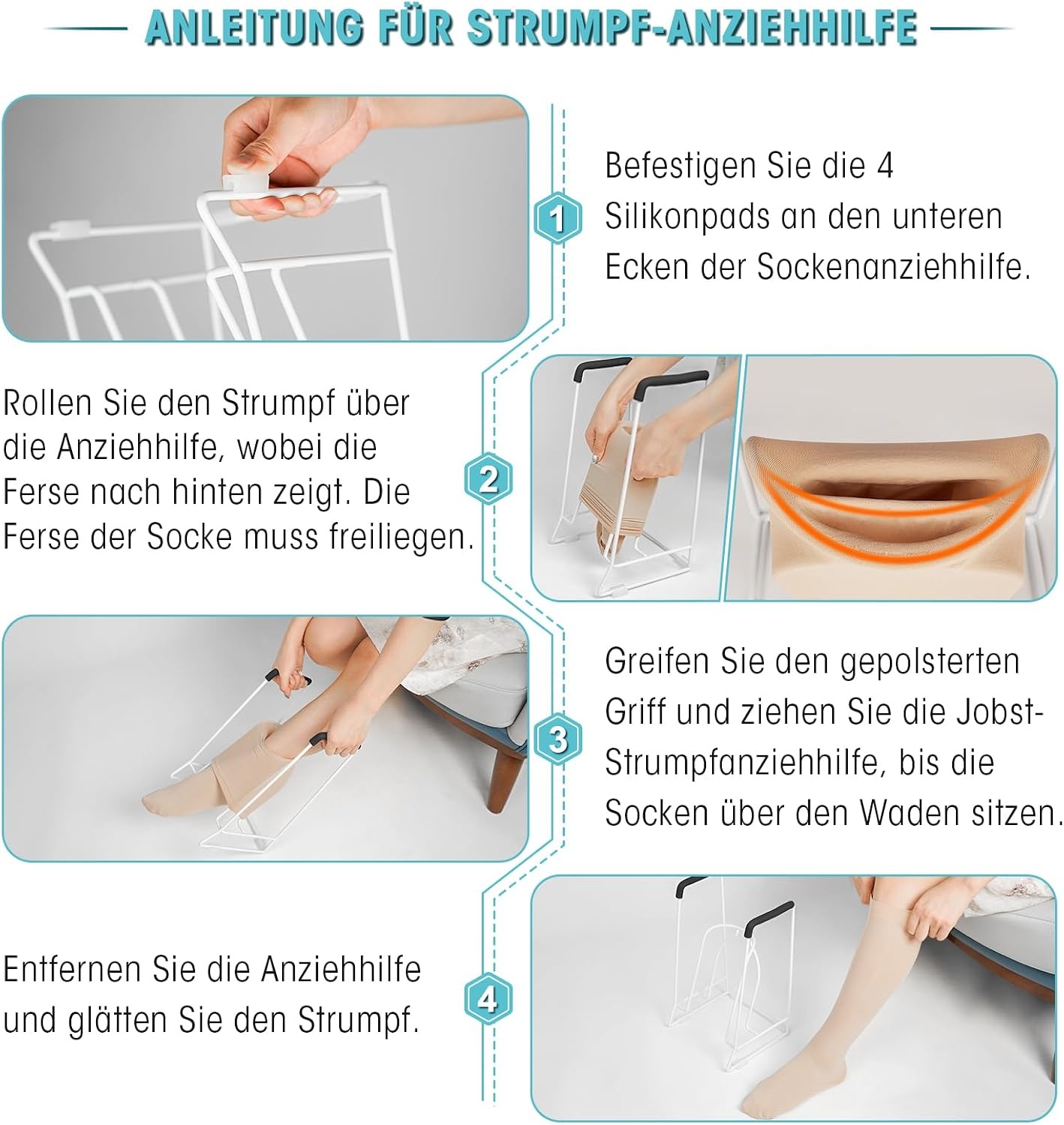 Grote Sokkenaantrekhulp voor Dikke kuiten (46-50cm) met 33% Korting